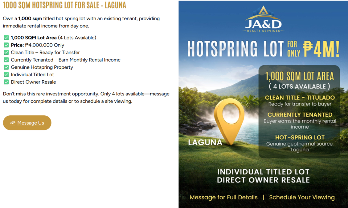 Income Generating Lots (1,000 sqm)