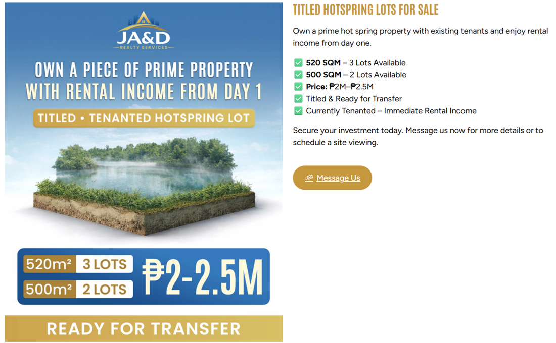 Income Generating Lots (500-520 sqm)